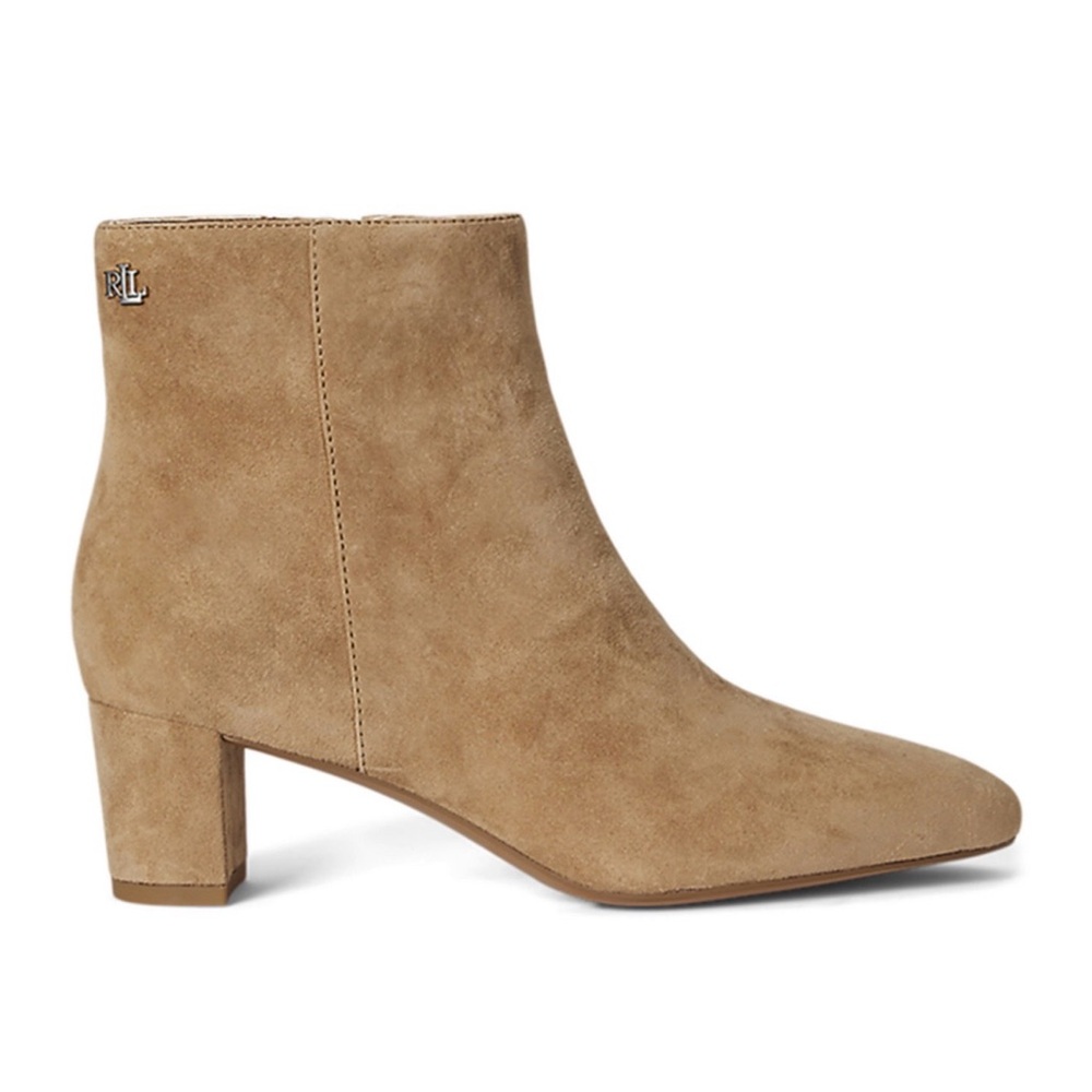 Ralph Lauren Camel Suede Ankle Booties
